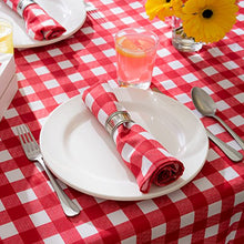Load image into Gallery viewer, DII 52x52&quot; Square Cotton Tablecloth, Red &amp; White Check - Perfect for Fall, Thanksgiving, Farmhouse Dcor, Dinner Parties, Christmas, Picnics &amp; Potlucks or Everyday Use
