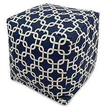 Load image into Gallery viewer, Majestic Home Goods Links Indoor/Outdoor Bean Bag Ottoman Pouf Cube, 17&quot; x 17&quot; x 17&quot; (Navy Blue)
