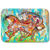 DiaNoche Designs Memory Foam Bath or Kitchen Mats by Karen Tarlton - Horse Play II, Large 36 x 24 in