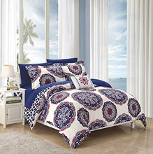 Load image into Gallery viewer, Chic Home 6 Piece Barcelona Super Soft microfiberREVERSIBLE Twin Bed In a Bag Comforter Set Navy With sheet set

