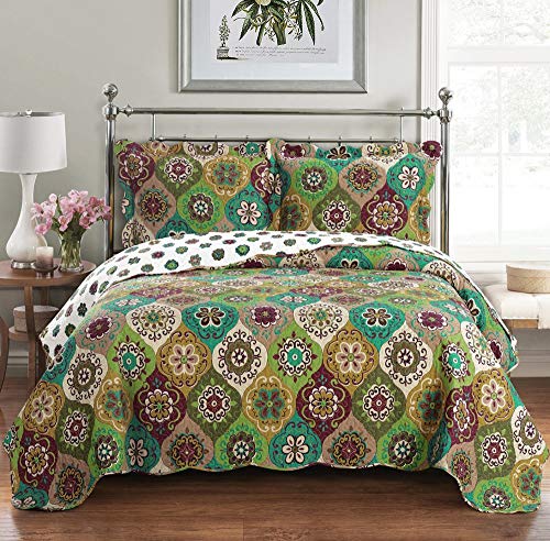Royal Hotel Bonnie Full Size, Over-Sized Coverlet 7pc Bedding Set, Luxury Microfiber Printed Quilt