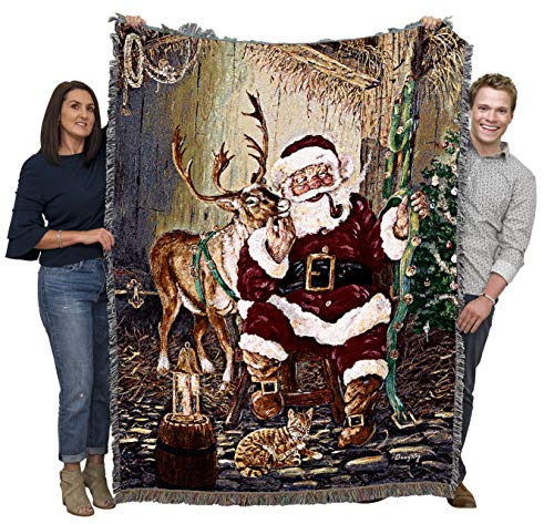 Christmas Time to Go- Terry Doughty - Blanket Throw Woven from Cotton - Made in The USA (72x54)