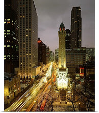 Load image into Gallery viewer, GREATBIGCANVAS Entitled Skyscrapers in a City lit up at Night, Chicago, Illinois Poster Print, 45&quot; x 60&quot;, Multicolor
