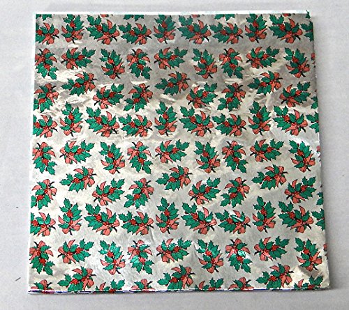 Candy Molds N More 6 x 6 inch Christmas Holly Confectionery Foil Wrappers, 500 Sheets