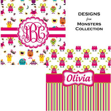 Load image into Gallery viewer, YouCustomizeIt Girly Monsters Minky Blanket - Twin/Full - 80&quot;x60&quot; - Single Sided (Personalized)
