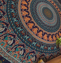 Load image into Gallery viewer, Popular Handicrafts Tapestry Wall hangings Hippie Mandala Bohemian Psychedelic Indian Bedspread Magical Thinking Tapestry 84x90 Inches,(215x230cms) Neavy Blue
